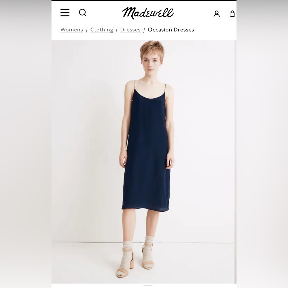 90s Vibe Madewell Navy Silk Tie-Back Silk Dress Size 2 Minimalist Spring 2019